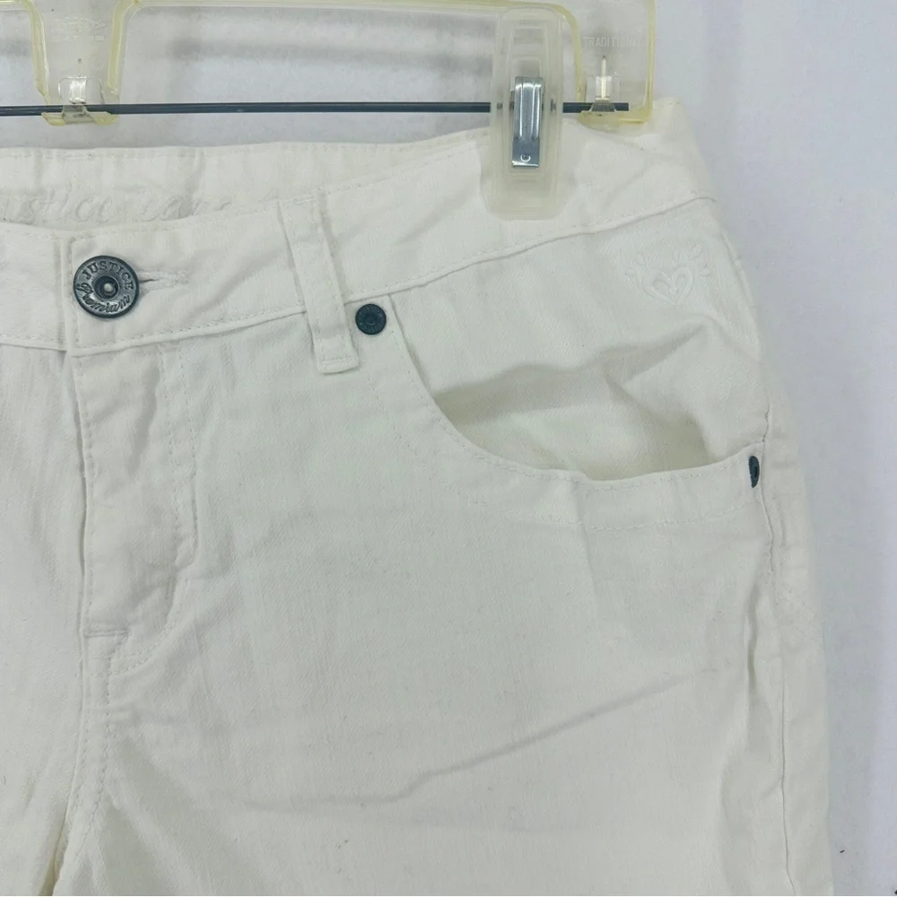 Justice Bermuda Jean Shorts Girls 18.5 White‎